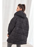 Warm oversize jacket with hood, black 1537 - Online store - Boutique